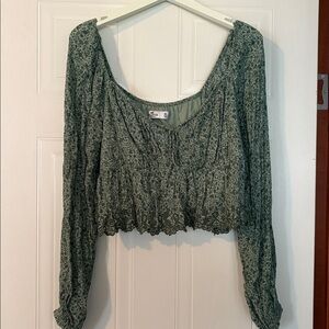 Hollister Green Floral Crop Top